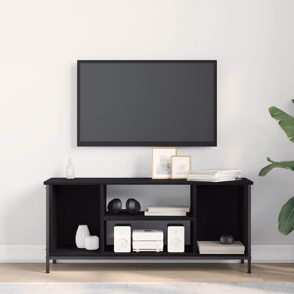 Berkfield Home Black Oak Entertainment Centre in Black Oak and Metal – 4