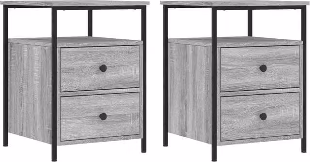 Berkfield Home Set of 2 Grey Sonoma Bedside Cabinets, W/D/H: 44 x 45 x 60 cm – 1