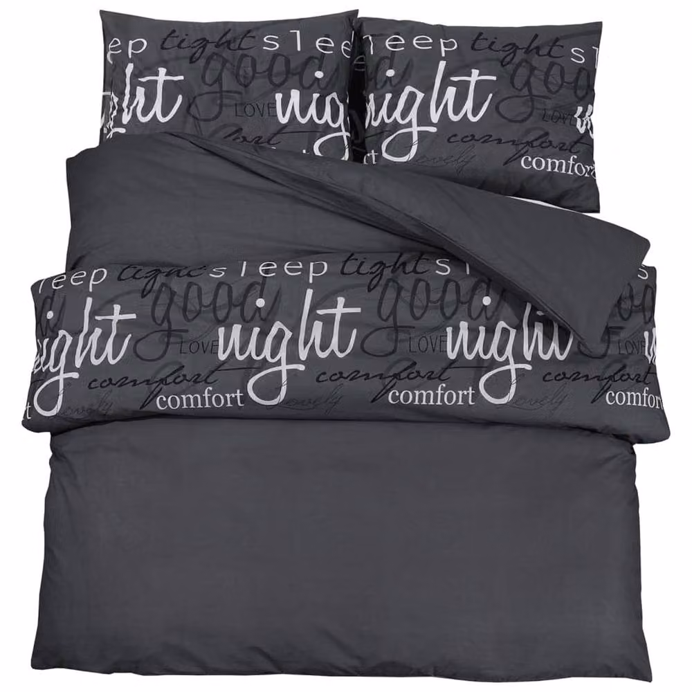 Berkfield Home Elegant Cotton Duvet Cover and Pillowcase Set in Black, W/D/H: 135 x 200 cm and 80 x 80 cm – 3