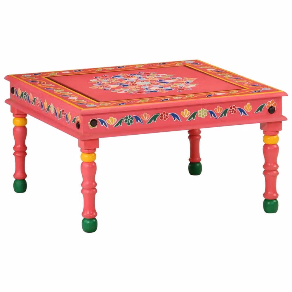 Berkfield Home Pink Hand Painted Solid Mango Wood Coffee Table – 2