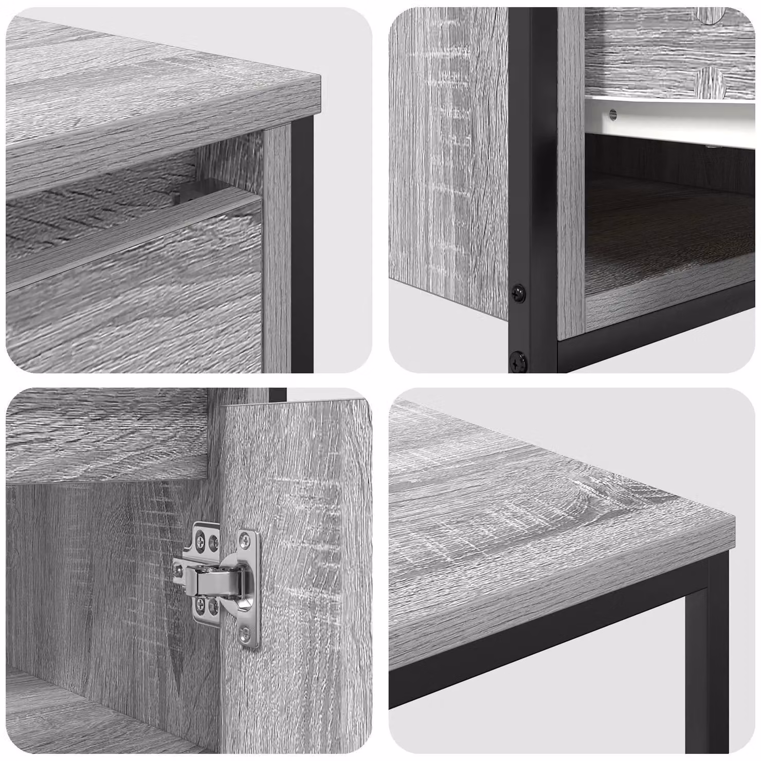 Berkfield Home 3-Piece Modern Grey Bathroom Furniture Set with Hinged Doors and Drawers – 3