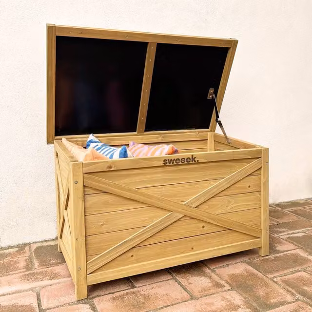 sweeek Rustic Wooden Storage Box in Brown, W/D/H: 80 x 50 x 48 cm – 1