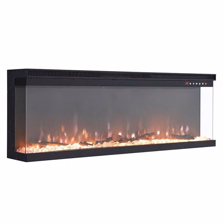 PAWNORA Electric 3 Sided Media Fire Standing Heater with 9 Flames in Black, W: 101.6 cm, H: 44 cm