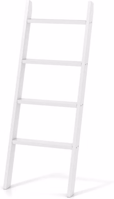 VOGREX 4-Tier White Wooden Blanket and Quilt Ladder, Height: 137 cm