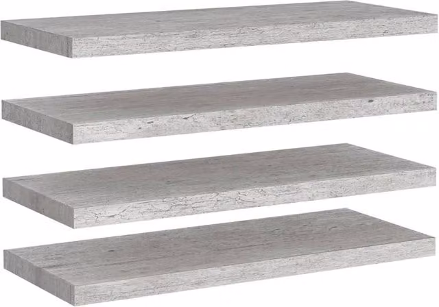 Berkfield Home Set of 4 Floating Wall Shelves in Concrete Grey, W/D/H: 80 x 23.5 x 4 cm – 1