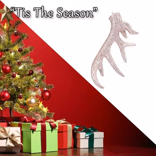 VFM e-Store Hanging Stag Antler Christmas Tree Ornament, Gold, H x W x D: 17 x 7 x 2.5 cm – 6