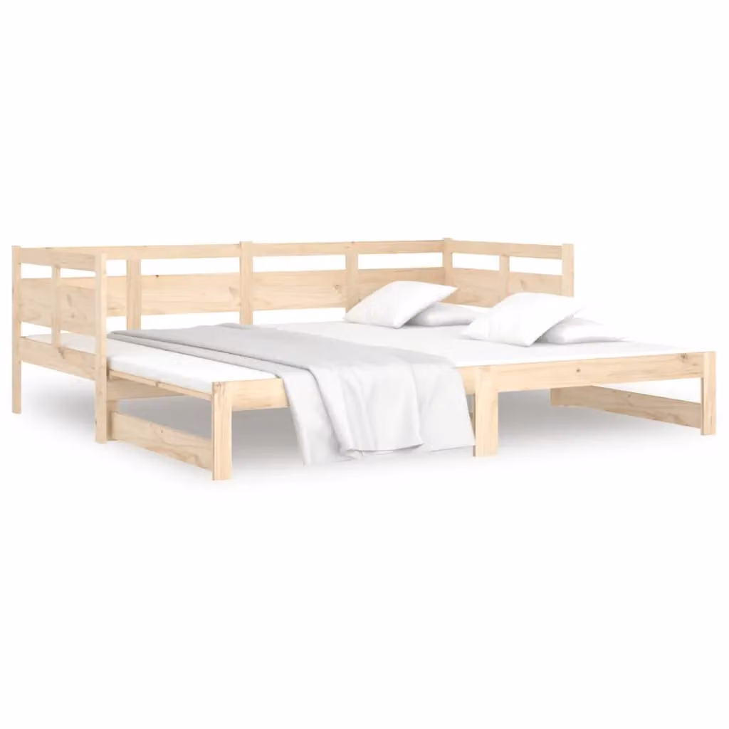 Berkfield Home Rustic Solid Wood Pine Pull-out Day Bed, Brown, W/D/H: 180 x 190 x 90 cm (2x 90x190 cm) – 2