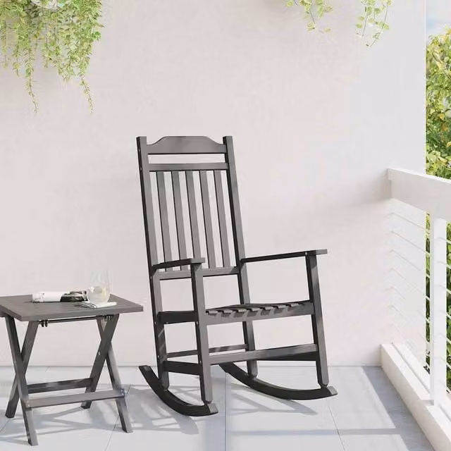 Berkfield Home Black HDPE Garden Rocking Chair W: 65 cm, D: 84 cm, H: 114 cm
