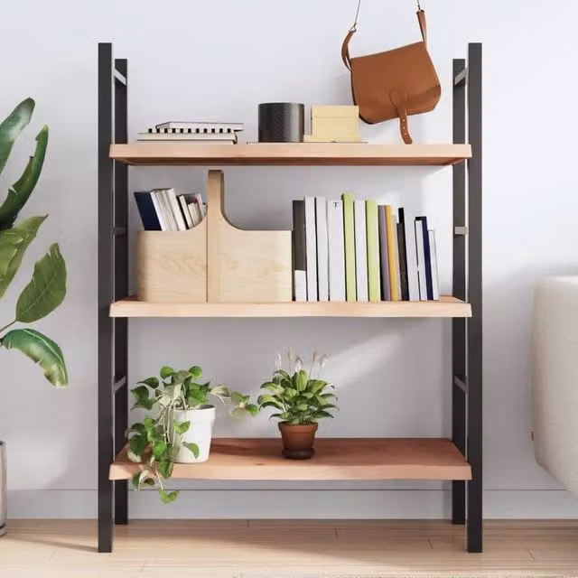 Berkfield Home Beautiful Wall Shelf in Natural Untreated Solid Oak, W: 80 cm, D: 40 cm, H: 2-4 cm – 1