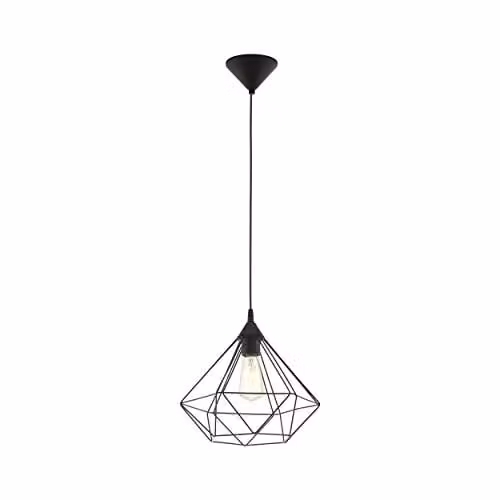 Loops Black Wire Cage Hanging Ceiling Pendant Light with Adjustable Height and E27 Socket