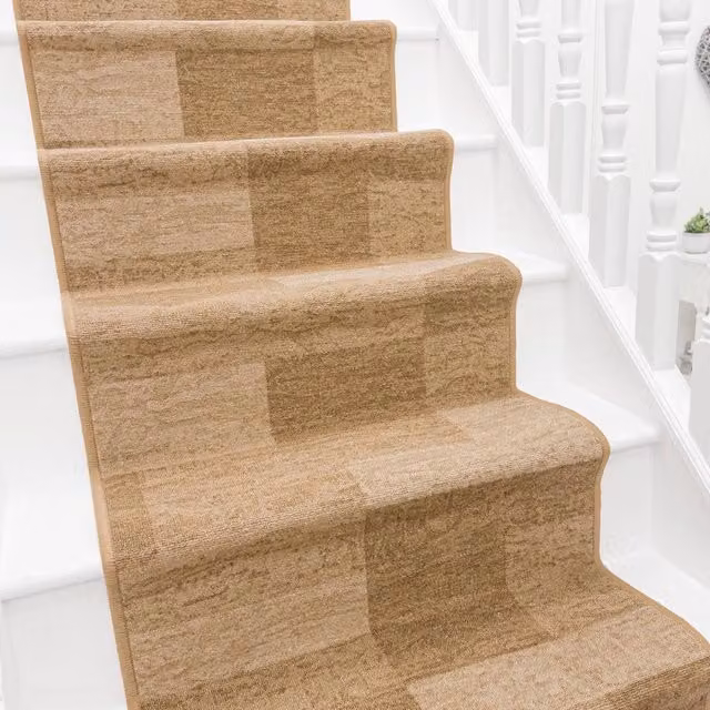 runrug Icona Non-Slip Stair Runner Carpet in Light Brown, W: 100 cm, L: 720 cm