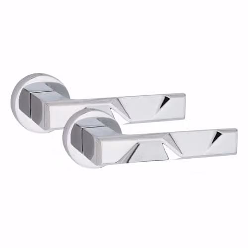 Golden Grace Nova Door Handles on Round Rose in Polished Chrome, 1 Pair