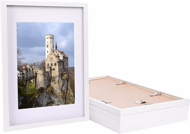Nicola Spring Pack of 5 Modern Rectangular Single Photo Frames in White with A4 Mount, Size: 42.0 x 29.7 cm