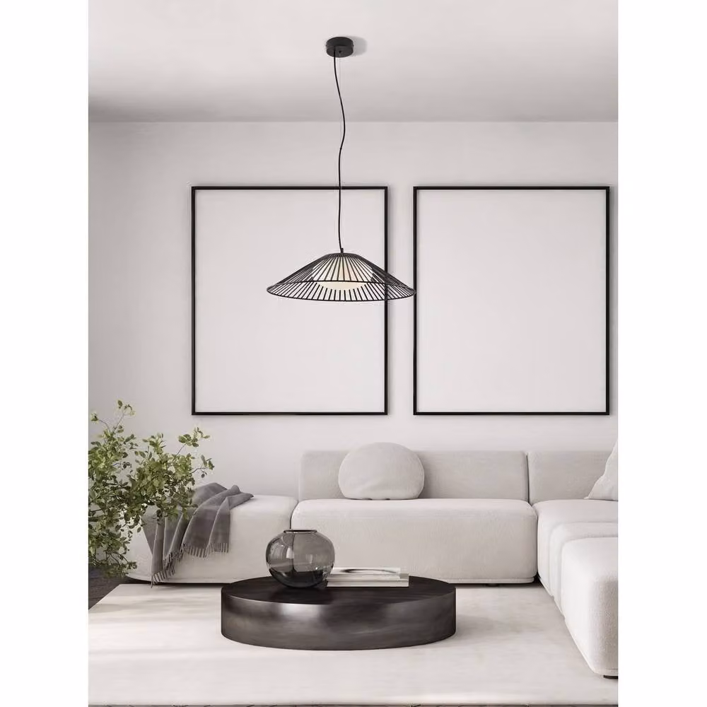 Netlighting Brume 60cm Wire Frame Pendant Light in Matt Black with Opal LED, 21W, 963lm, 3000K – 2