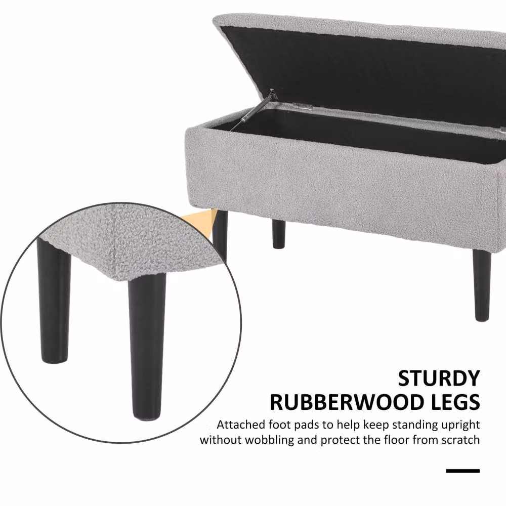 Wyld Haus Vemovi Grey Fabric Storage Ottoman Bench with Wooden Legs – 5