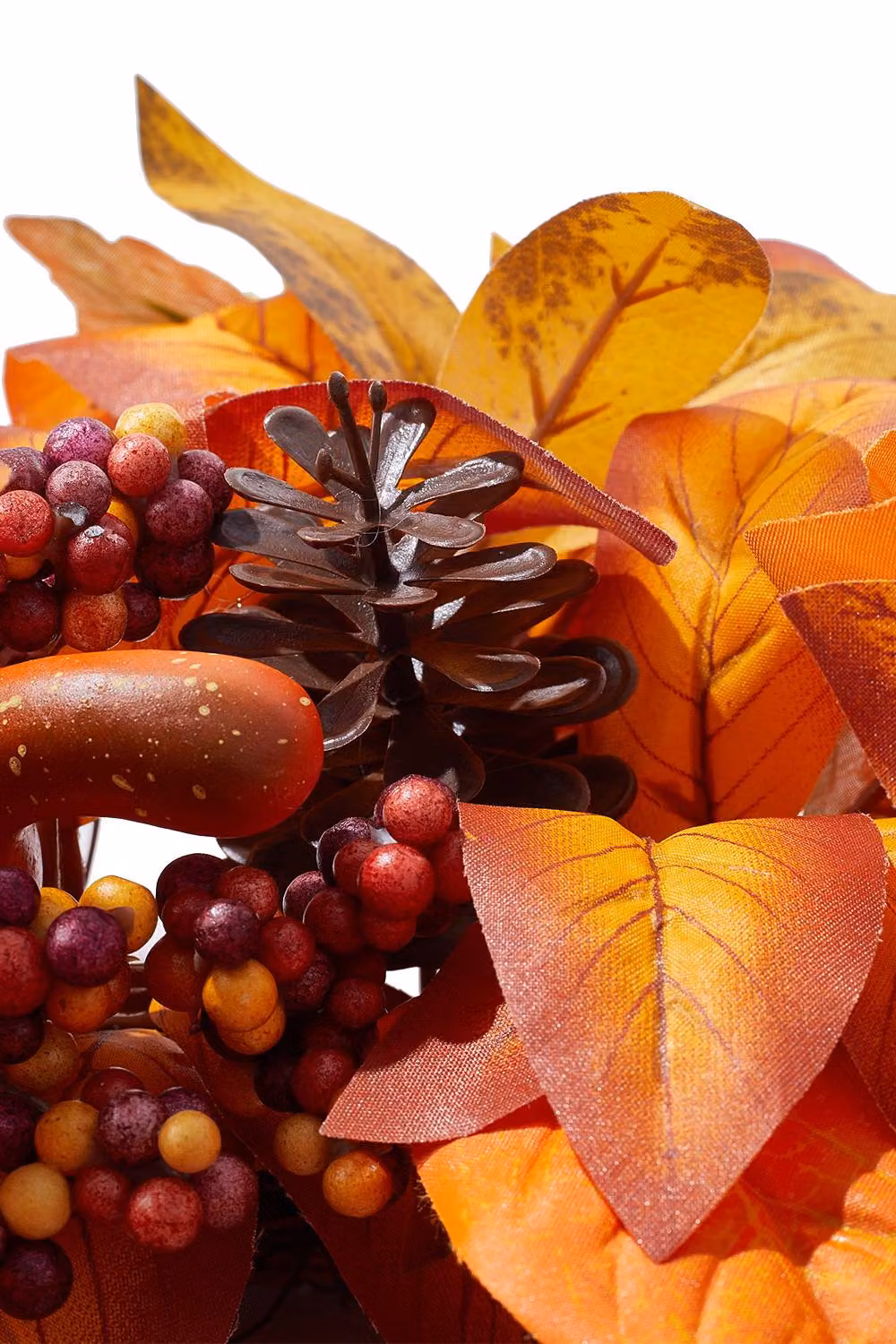 Garden Sanctuary Orange Artificial Maple Leaf and Berry Halloween Wreath – 3