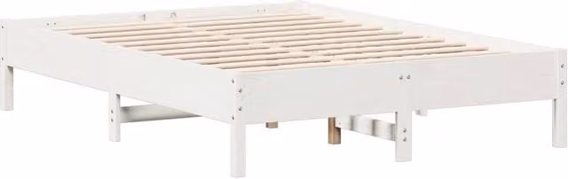 Berkfield Home White Solid Pine Wood Bed Frame W/D/H: 140 x 190 x 36.5 cm – 1