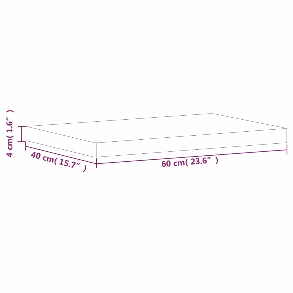 Berkfield Home Solid Wood Beech Bathroom Countertop, Brown, W: 60 cm, D: 40 cm, H: 4 cm – 3