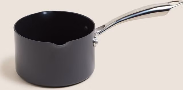 M&S Black Hard Anodised Aluminium 14cm Small Milk Pan