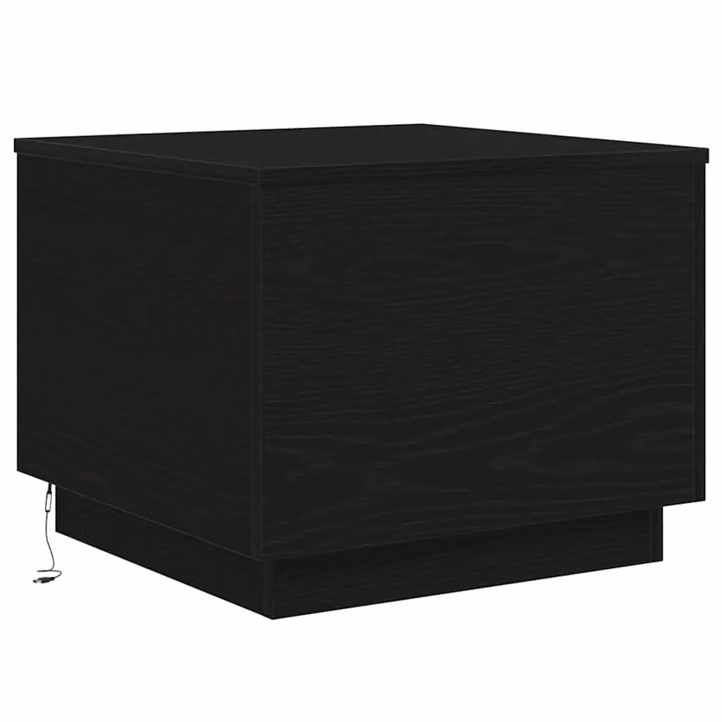 Berkfield Home Black Oak Coffee Table with LED Lights W/D/H: 50 x 50 x 40 cm – 2