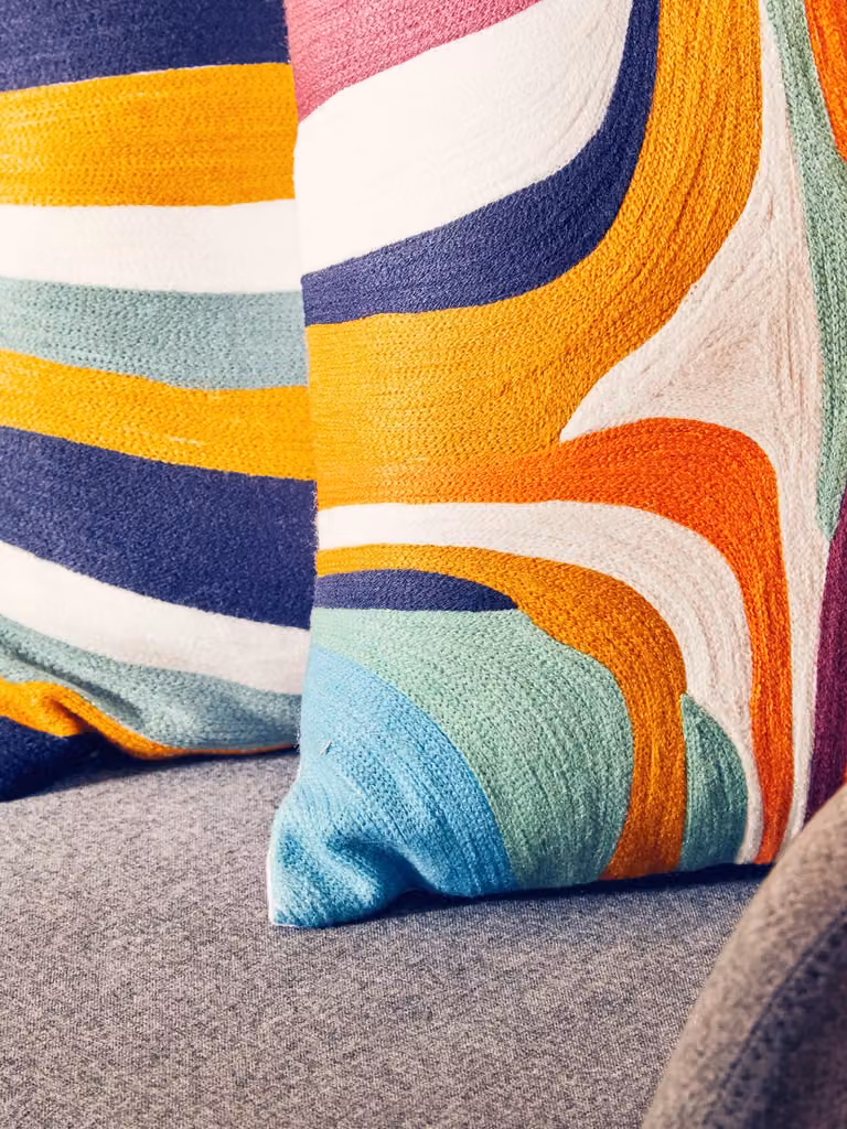 Orsina Bosie Ozella Multicolour Abstract Graphic Design Cotton Rectangular Cushion