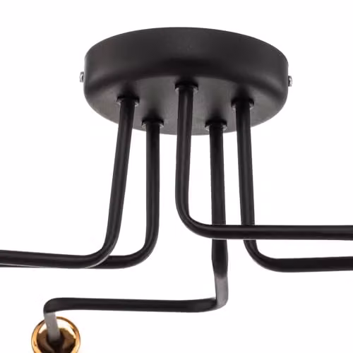 Netlighting Helam Tube Multi Arm Semi Flush Ceiling Light in Black and Copper, 64 cm – 3