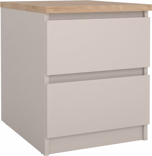 Furniture To Go Naia Scandinavian 2 Drawer Bedside Cabinet in Beige