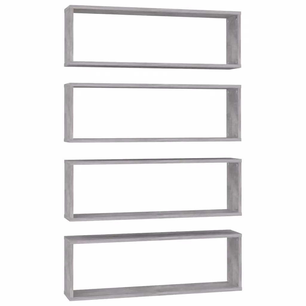 Berkfield Home Wall Mounted Cube Shelf Set of 4, Concrete Grey, W: 80 cm, D: 26.5 cm, H: 15 cm – 2