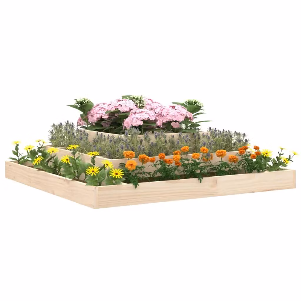 Berkfield Home Brown Solid Wood Pine Planter W/D/H: 110 x 110 x 27 cm – 2