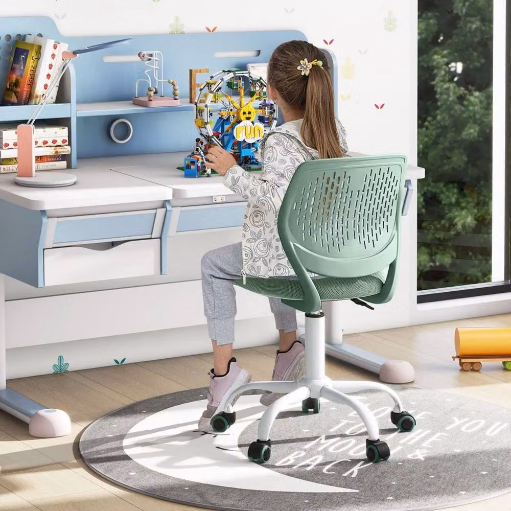 Costway Ergonomic Adjustable Childrens Study Chair in Green – 4