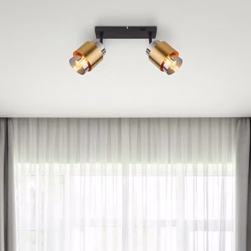 Globo Lighting Milley 15560-2 Modern 2-Bulb Metal Ceiling Light in Black and Gold – 4