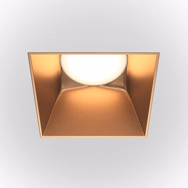 Maytoni Share Square Recessed Downlight, Matt Gold, GU10