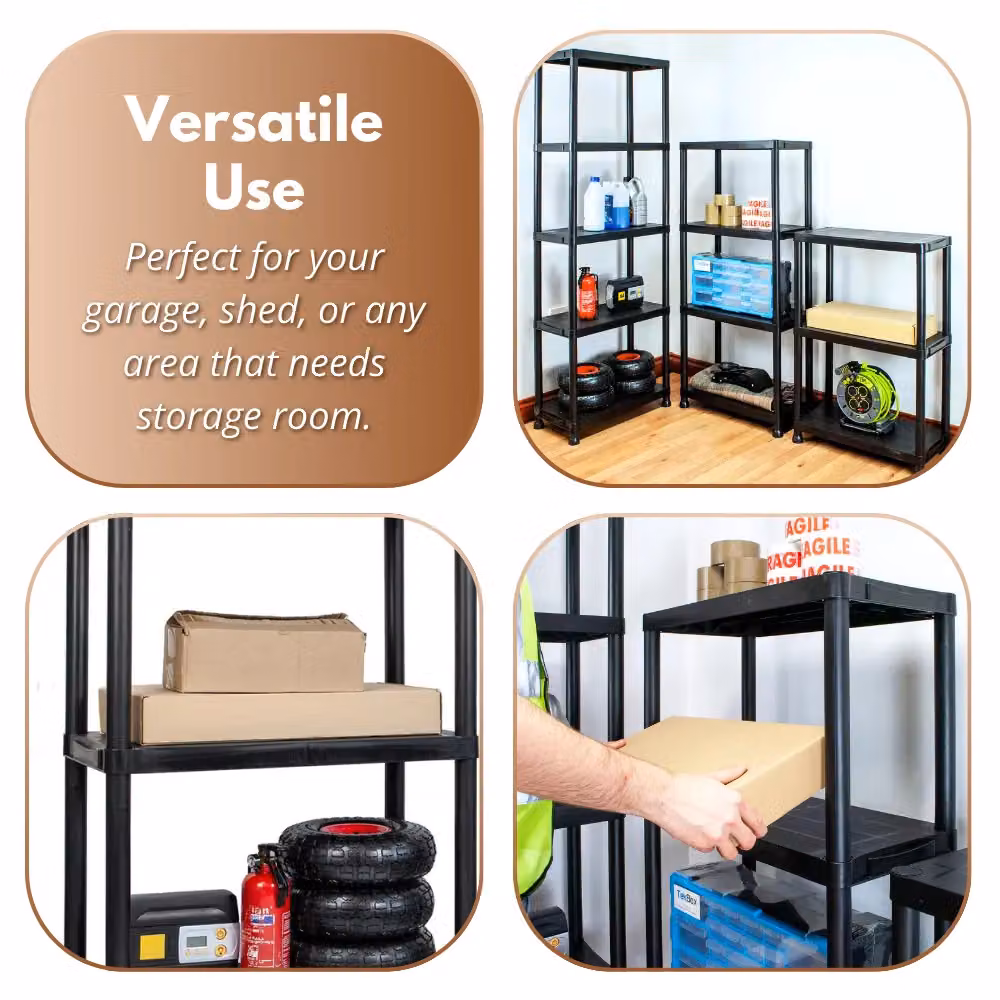 Marco Paul 5 Tier Black Plastic Shelving Unit – 5