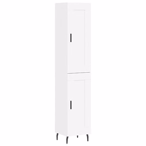 vidaXL Modern White Highboard with Hinged Doors and Internal Shelves, W/D/H: 34.5 x 34 x 180 cm