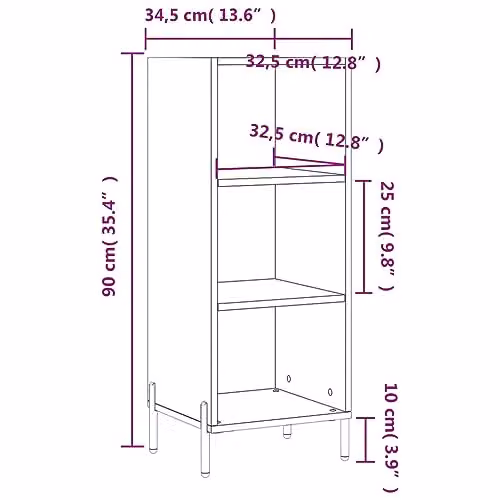 vidaXL High Gloss White Sideboard in Engineered Wood W/D/H: 34.5 x 32.5 x 90 cm – 2