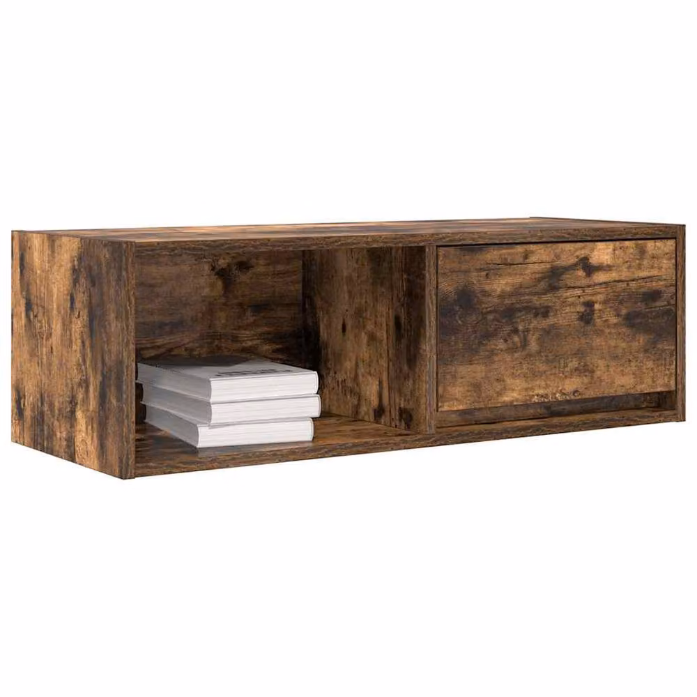Berkfield Home Set of 2 Smoked Oak TV Cabinets in Brown, W/D/H: 80 x 31 x 25.5 cm – 3