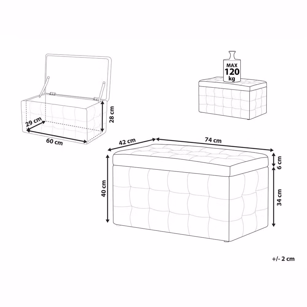 Wyld and Coco White Bouclé Tufted Storage Ottoman Bench – 2