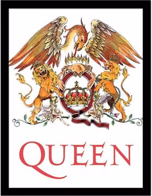 Queen Crest Typography Framed Paper Poster in White – 1