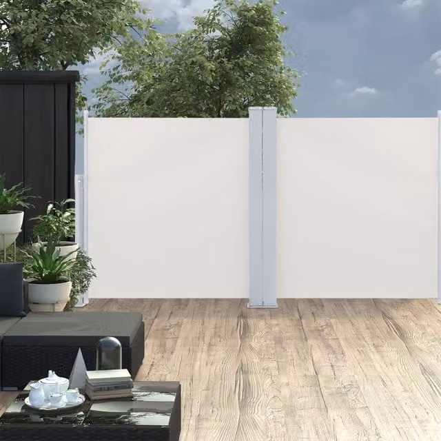 Berkfield Home Retractable Side Awning in Beige Polyester, W/H: 600 x 120 cm