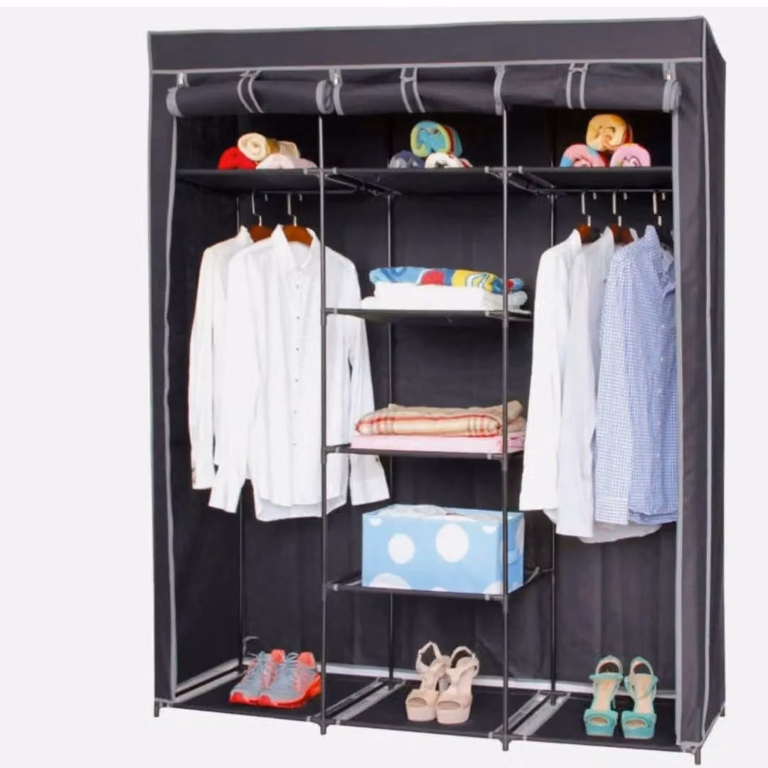 EONLION Collapsible Portable Travel Wardrobe Cupboard in Black, W/D/H: 172 x 45 x 45 cm – 4