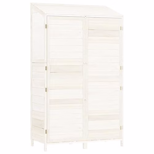 vidaXL White Garden Shed in Solid Wood, W/D/H: 102 x 52 x 174.5 cm