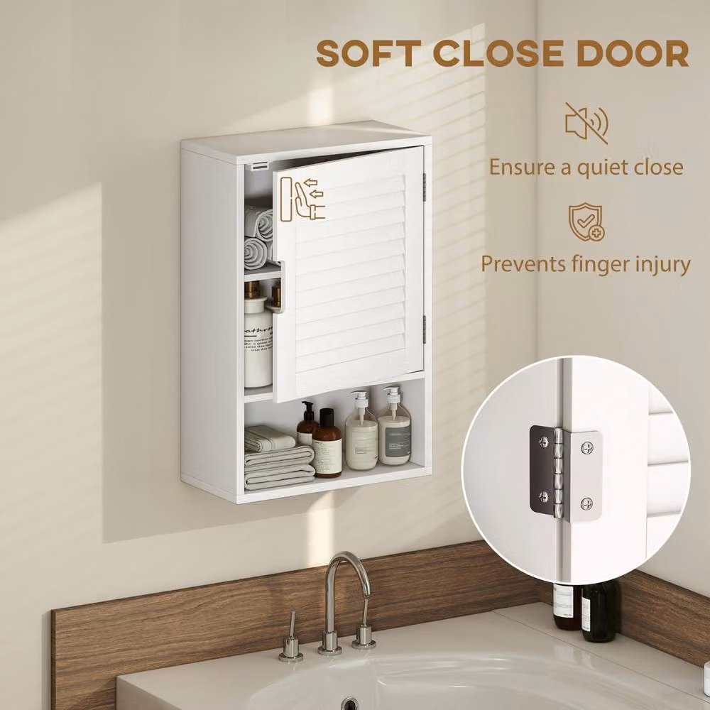Wyld Haus Zidi Rolette White Wall Mounted Bathroom and Kitchen Storage Cabinet with Soft Close Hinged Doors and Internal Shelves – 4