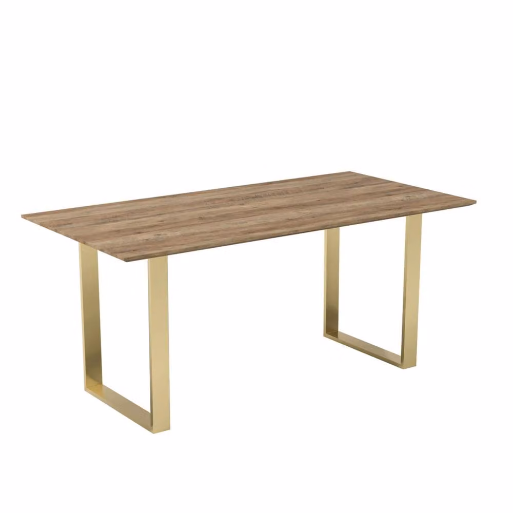 Wyld Haus Sazzuma Rectangular Dining Table with Wood and Metal Construction in Sand and Brown, W/D/H: 180 x 90 x 90 cm – 2