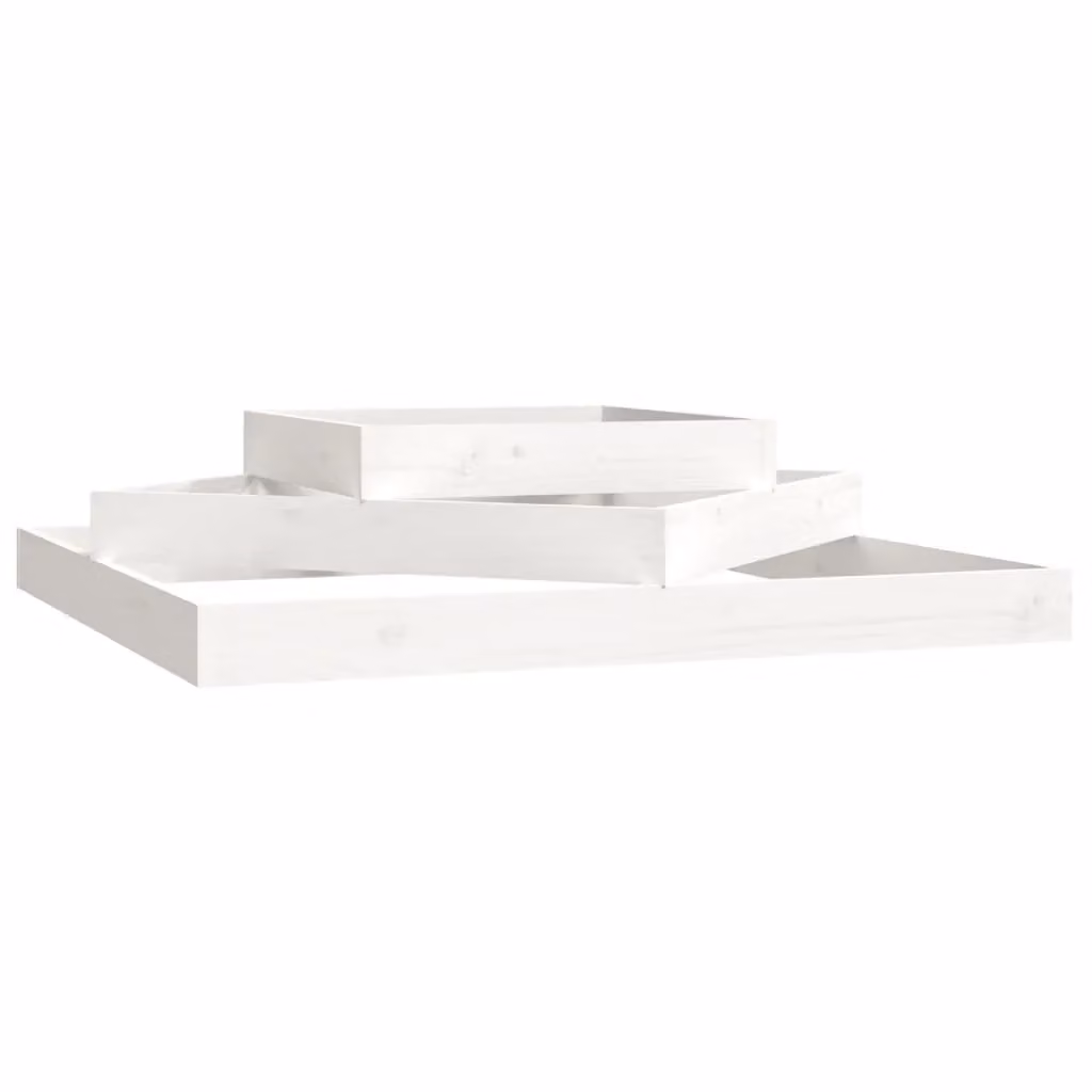 Berkfield Home White Wooden Raised Bed Planter W/D/H: 112 x 112 x 27 cm – 2
