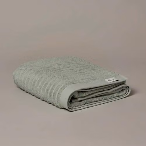 Misona Organic Cotton Ribbed Bath Sheet, Green, W: 100 cm, L: 150 cm