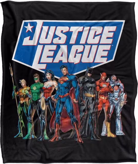 Warner Bros. Justice League Modern Line Up Super Soft Fleece Throw Blanket, Multicolour, W: 91 cm, D: 147 cm – 6