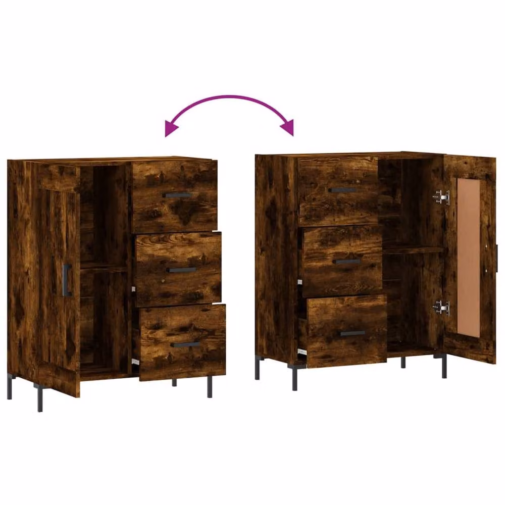 Berkfield Home Smoked Oak Sideboard in Brown, W/D/H: 69.5 x 34 x 90 cm – 6