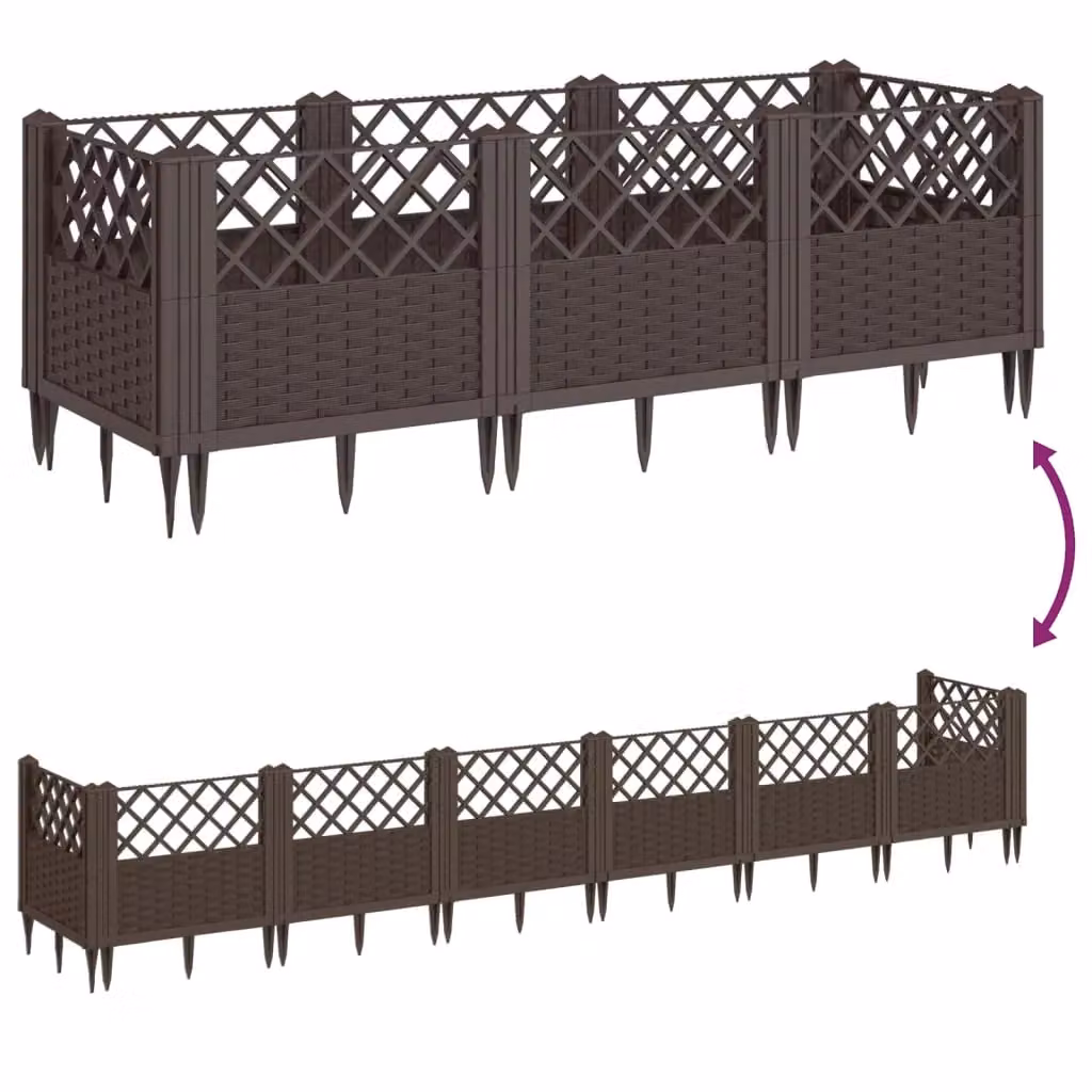 Berkfield Home Garden Planter with Pegs, Brown, W/D/H: 123.5 x 43.5 x 43.5 cm – 4