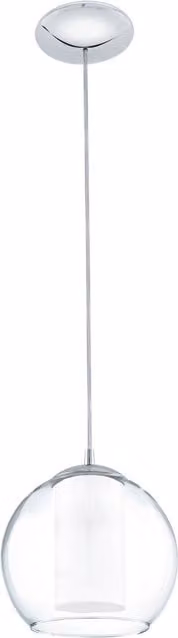 Loops Suspended Pendant Light in Chrome with White Transparent Glass Shade, E27 60W