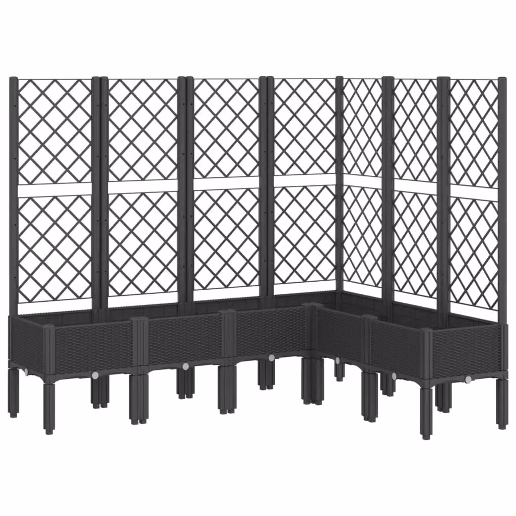 Berkfield Home Garden Planter with Trellis in Black, W/D/H: 160 x 120 x 142 cm – 2